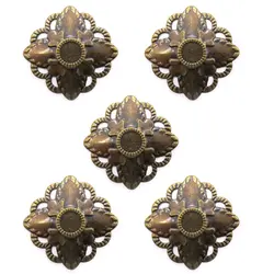 توری آنتیک تزیینی زیتونی طرح گل چهار پر طول 47 میلی‌متر بسته 5 عددی