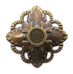 توری آنتیک تزیینی زیتونی طرح گل چهار پر طول 47 میلی‌متر بسته 5 عددی