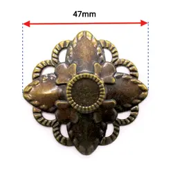 توری آنتیک تزیینی زیتونی طرح گل چهار پر طول 47 میلی‌متر بسته 5 عددی