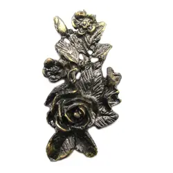 توری آنتیک تزیینی پتینه دودی طرح گل رز طول 60 میلی‌متر بسته 2 عددی