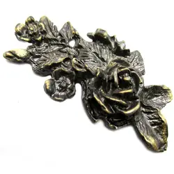 توری آنتیک تزیینی پتینه دودی طرح گل رز طول 60 میلی‌متر بسته 2 عددی