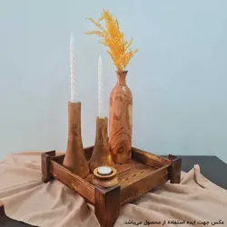 سینی چوبی پایه دار قهوه ای 30 در 30 سانتی‌متر