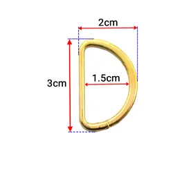 حلقه کیف نیم گرد فلزی طلایی طول 3 سانتی‌متر بسته 10عددی