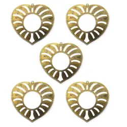 توری آنتیک تزیینی زیتونی طرح قلب توخالی طول 60 میلی‌متر بسته 5 عددی