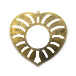 توری آنتیک تزیینی زیتونی طرح قلب توخالی طول 60 میلی‌متر بسته 5 عددی