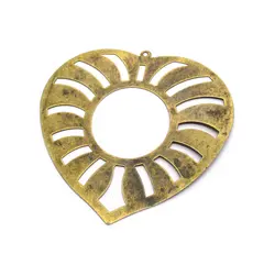 توری آنتیک تزیینی زیتونی طرح قلب توخالی طول 60 میلی‌متر بسته 5 عددی