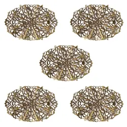 توری آنتیک تزیینی طرح دار بیضی زیتونی طول 60 میلی متر بسته 5 عددی