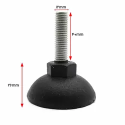 پایه گرد آهنی کف پلاستیکی m12 قطر 60 طول پیچ 40 میلی‌متر کد 00202016