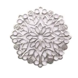 توری آنتیک تزیینی نقره‌ای طرح گل قطر 30 میلی‌متر بسته 20 عددی