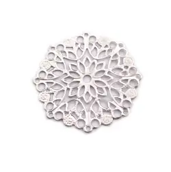 توری آنتیک تزیینی نقره‌ای طرح گل قطر 30 میلی‌متر بسته 20 عددی