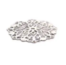توری آنتیک تزیینی نقره‌ای طرح گل قطر 30 میلی‌متر بسته 20 عددی