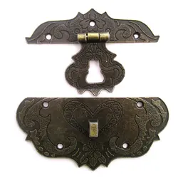 چفت آنتیک قلبی زیتونی جعبه طول 85 میلی‌متر