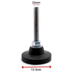 پایه گرد آهنی کف پلاستیکی لرزه گیر m22 قطر 125 طول پیچ 130 میلی‌متر کد 107203