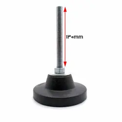 پایه گرد آهنی کف پلاستیکی لرزه گیر m22 قطر 125 طول پیچ 130 میلی‌متر کد 107203