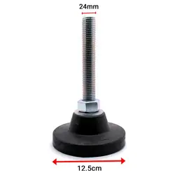 پایه گرد آهنی کف پلاستیکی m24 تراز کننده قطر 125 طول پیچ 130 میلی‌متر کد 107401