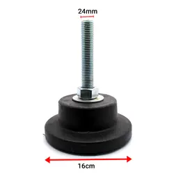 پایه گرد آهنی کف پلاستیکی m24 لرزه گیر قطر 160 طول پیچ 130 میلی‌متر کد 107601