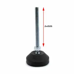 پایه گرد آهنی مفصلی کف پلاستیکی m12 قطر 60 طول پیچ 80 میلی‌متر کد 135