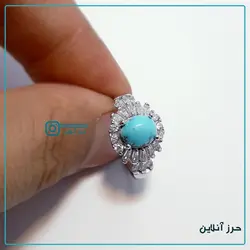 انگشتر زنانه نقره فیروزه نیشابوری اصل کد ( F 007 )
