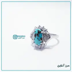 انگشتر زنانه نقره فیروزه نیشابوری اصل کد ( F 010 )