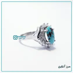 انگشتر زنانه نقره فیروزه نیشابوری اصل کد ( F 010 )