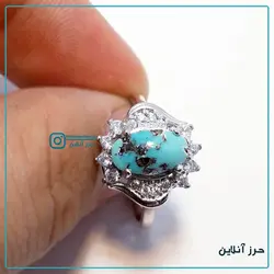 انگشتر زنانه نقره فیروزه نیشابوری اصل کد ( F 010 )