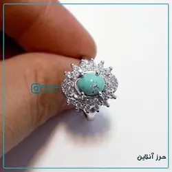 انگشتر زنانه نقره فیروزه نیشابوری اصل کد ( F 009 )
