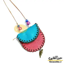 گردن آویز چرم برای دعا و حرز طرح رنگین کمان