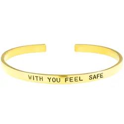 دستبند برنجی گالری عزیزی طرح fell safe with you مدل 15505