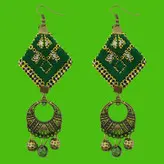 گوشواره زنانه سوزن دوزی دستساز روچ طرح سنتی مدل 15730