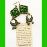 گوشواره زنانه سوزن دوزی دستساز روچ طرح سنتی مدل 15730
