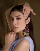 گوشواره زنانه سوزن دوزی روچ طرح مثلثی خاص مدل 15728