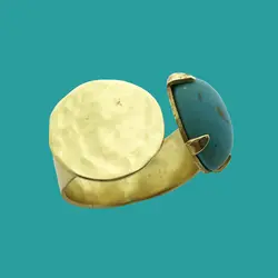انگشتر زنانه دستساز برنجی گالری عزیزی طرح فیروزه مدل 15694