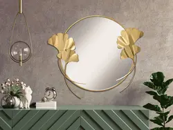 آینه دیواری دستساز گالری عزیزی طرح برگ نیلوفری