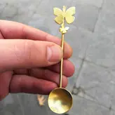 قاشق چای خوری دستساز برنجی عزیزی مدل پروانه