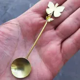 قاشق چای خوری دستساز برنجی عزیزی مدل پروانه