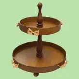 ظرف میوه خوری دستساز چوبی دو طبقه گالری عزیزی مدل گل