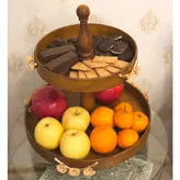 ظرف میوه خوری دستساز چوبی دو طبقه گالری عزیزی مدل گل