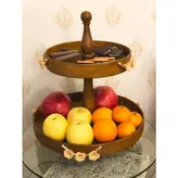 ظرف میوه خوری دستساز چوبی دو طبقه گالری عزیزی مدل گل