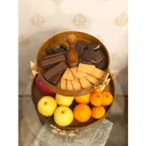 ظرف میوه خوری دستساز چوبی دو طبقه گالری عزیزی مدل گل