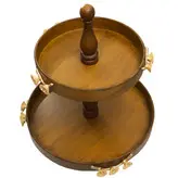 ظرف میوه خوری دستساز چوبی دو طبقه گالری عزیزی مدل گل