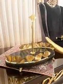 شیرینی خوری دستساز برنج و سنگ گالری عزیزی مدل برگ نیلوفری