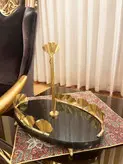 شیرینی خوری دستساز برنج و سنگ گالری عزیزی مدل برگ نیلوفری