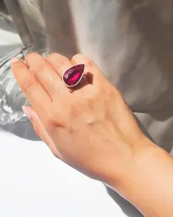 انگشتر زنانه نقره و سنگ Elsa Jewerly مدل یاقوت سرخ