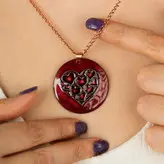 گردنبند زنانه مس و میناکاری گالری آراسته مدل قلب ها