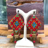 گوشواره زنانه سوزندوزی بلوچ روچ مدل مکران