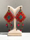 گوشواره زنانه سوزندوزی بلوچ روچ مدل مکران