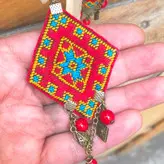 گوشواره زنانه سوزندوزی بلوچ روچ مدل مکران