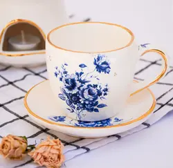 ست فنجان و نعلبکی چایخوری سرامیکی دستساز مهتاب طرح گل های ژاپنی