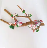 مجسمه پرنده دکوری دستساز گالری عزیزی مدل پرندگان درخت زالزلک