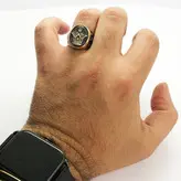 انگشتر مردانه گالری عزیزی مدل تاج شیر خورشید